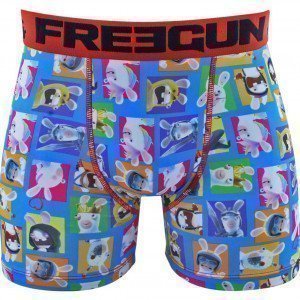 FREEGUN Boxer Homme Microfibre COL Ciel Multicolor LAPINS CRETINS