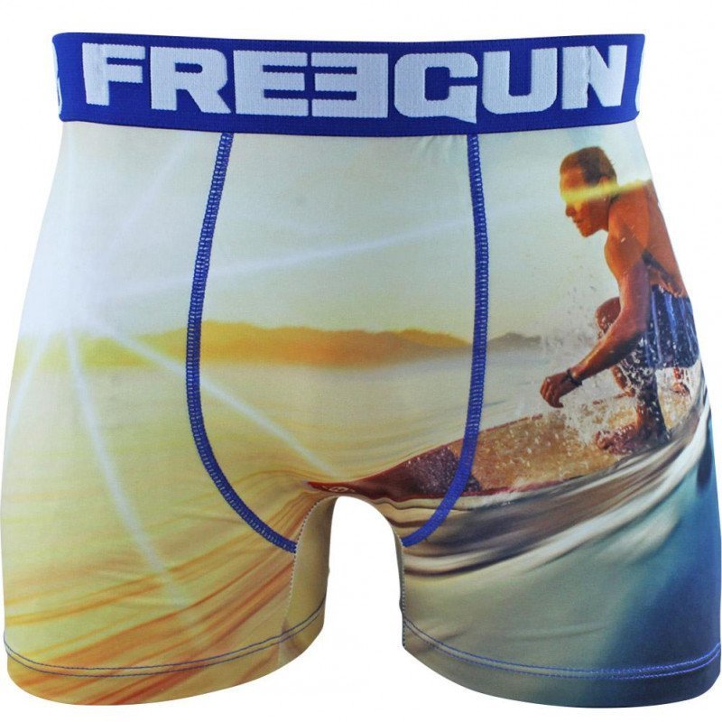 FREEGUN Boxer Homme Microfibre SUR Jaune Bleu PREMIUM