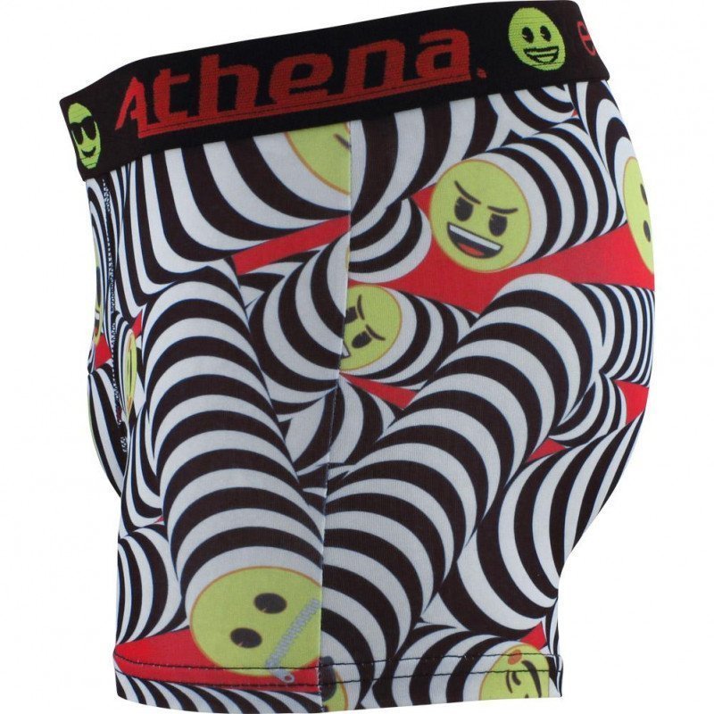 ATHENA Boxer Homme Microfibre PSYCHEDELIQUE Noir Blanc EMOJI