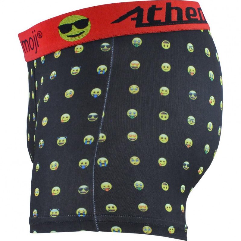 ATHENA Boxer Homme Microfibre MINI Noir Rouge EMOJI