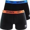 UMBRO Lot de 2 Boxers Homme Coton BCX2ASS3 Noir Orange Bleu