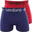 UMBRO Lot de 2 Boxers Homme Microfibre BSX2B2 Marine Rouge