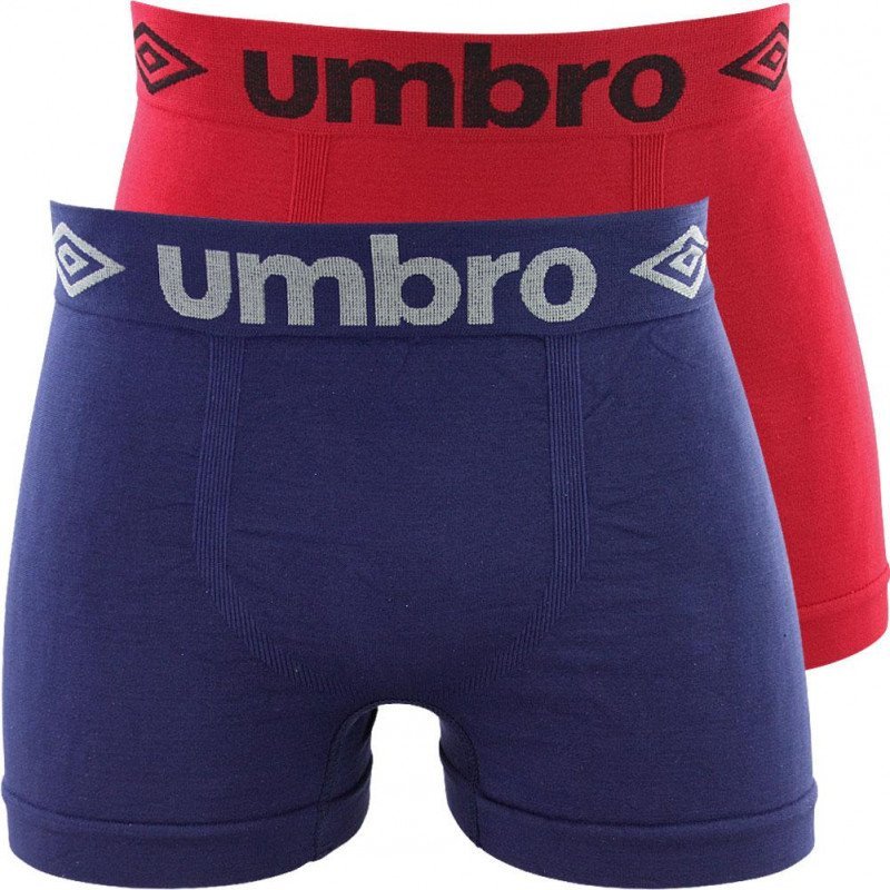 UMBRO Lot de 2 Boxers Homme Microfibre BSX2B2 Marine Rouge