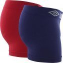 UMBRO Lot de 2 Boxers Homme Microfibre BSX2B2 Marine Rouge