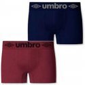 UMBRO Lot de 2 Boxers Homme Microfibre BSX2B2 Marine Rouge