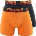 FREEGUN Lot de 2 Boxers Homme Coton BCX2ASS15 Orange Noir