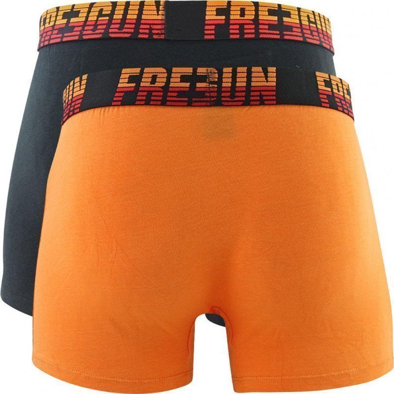 FREEGUN Lot de 2 Boxers Homme Coton BCX2ASS15 Orange Noir