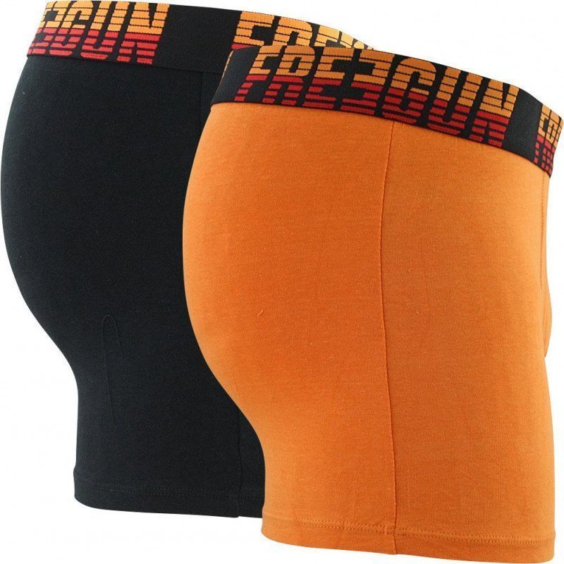 FREEGUN Lot de 2 Boxers Homme Coton BCX2ASS15 Orange Noir