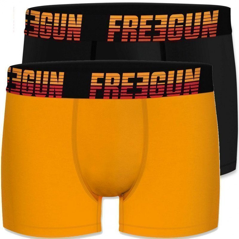 FREEGUN Lot de 2 Boxers Homme Coton BCX2ASS15 Orange Noir