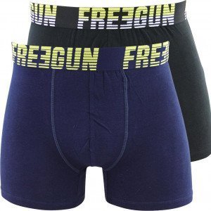 FREEGUN Lot de 2 Boxers Homme Coton BCX2ASS15 Marine Noir