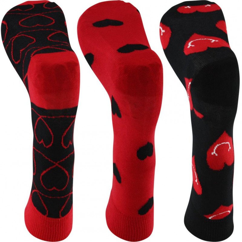 LOT DE 3 Chaussettes Chaussettes Mixte ILOVEU Rouge et Noir