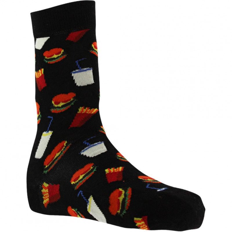 HAPPY SOCKS Chaussettes Mixte Coton BURGER Noir Multicolore