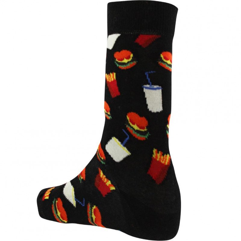 HAPPY SOCKS Chaussettes Mixte Coton BURGER Noir Multicolore