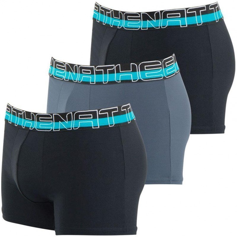 ATHENA Lot de 3 Boxers Homme Microfibre SECONDEPEAU Noir Gris Noir