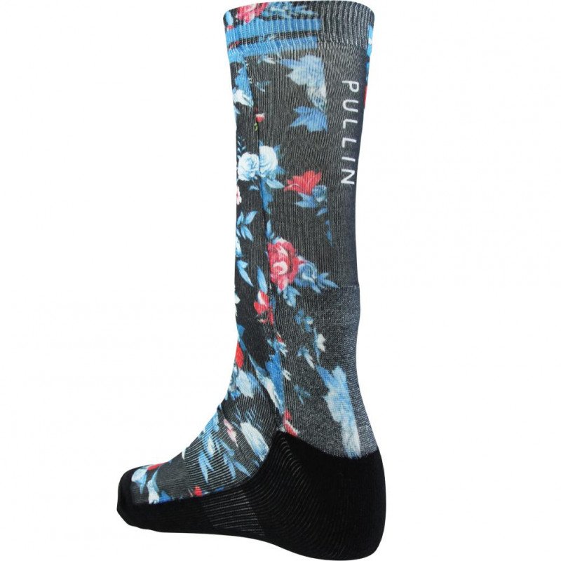 PULL IN Chaussettes Mixte Microcoton FLOWERSKULL Bleu Noir