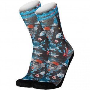 PULL IN Chaussettes Mixte Microcoton FLOWERSKULL Bleu Noir
