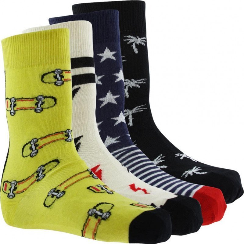 PULL IN Lot de 4 paires de Chaussettes Mixte Coton PACK39 Jaune Noir