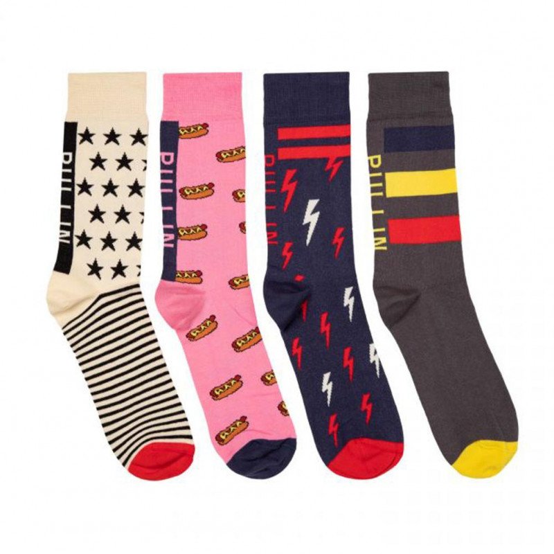 PULL IN Lot de 4 paires de Chaussettes Mixte Coton PACK40 Rose Marine