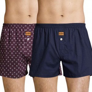 DIM lot de 2 caleçons Homme Coton LOUP Bleu denim Imprimé loup
