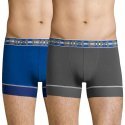 DIM Lot de 2 Boxers Homme Coton 3D STAY FIT Bleu azur Gris granit