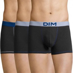 DIM 3 Boxers Homme Coton MIX AND COLORS Noir Bleu ciel Bleu azur