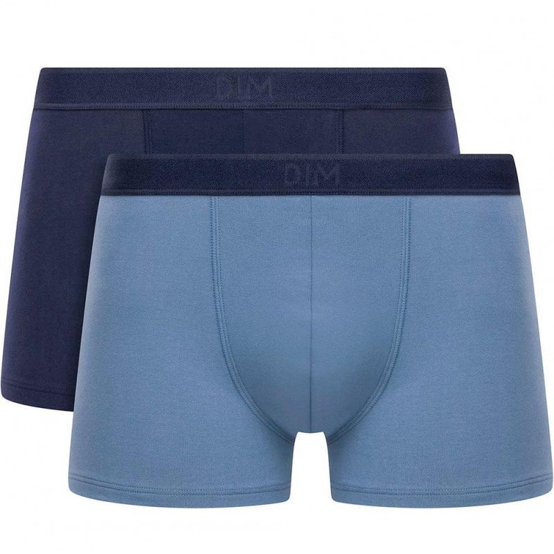 DIM Lot de 2 Boxers Homme Coton SOFTPOWER Bleu jean Bleu denim