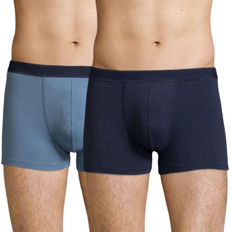 DIM Lot de 2 Boxers Homme Coton SOFTPOWER Bleu jean Bleu denim