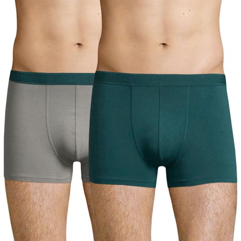 DIM Lot de 2 Boxers Homme Coton SOFTPOWER Gris métal Vert pacific