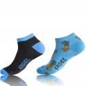 CRAZYSOCKS Lot de 2 paires de Socquettes Homme Coton Bio ANANAS Bleu Noir