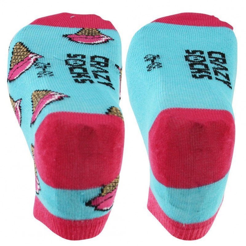 CRAZYSOCKS Lot de 2 paires de Socquettes Femme Coton Bio GLACES Bleu Rose