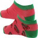 CRAZYSOCKS Lot de 2 paires de Socquettes Femme Coton Bio CERISE Rose Vert