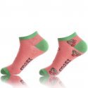 CRAZYSOCKS Lot de 2 paires de Socquettes Femme Coton Bio CERISE Rose Vert