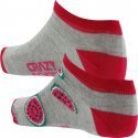 CRAZYSOCKS Lot de 2 paires de Socquettes Femme Coton Bio PASTEQUE Gris Rose