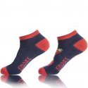 CRAZYSOCKS Lot de 2 paires de Socquettes Femme Coton Bio FRAISE Marine Rouge