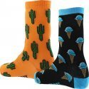 CRAZYSOCKS Lot de 2 paires de Chaussettes Homme Coton Bio CACTUS GLACE Orange Noir