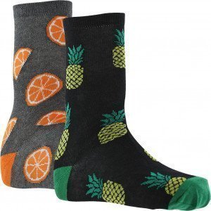 CRAZYSOCKS 2 paires Chaussettes Homme Bio ORANGE ANANAS Noir Gris