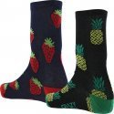 CRAZYSOCKS Lot de 2 paires de Chaussettes Homme Coton Bio FRAISE ANANAS Noir Marine