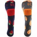 CRAZYSOCKS Lot de 2 paires de Chaussettes Homme Coton Bio FRAISE ORANGE Gris Marine