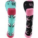 CRAZYSOCKS Lot de 2 paires de Chaussettes Femme Coton Bio PANDA FLAMAND Noir Vert