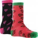 CRAZYSOCKS Lot de 2 paires de Chaussettes Femme Coton Bio DIAMANT CERISE Noir Rose