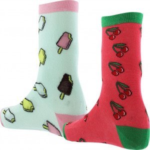 CRAZYSOCKS 2 paires Chaussettes Femme Bio CERISE GLACE Rose Bleu