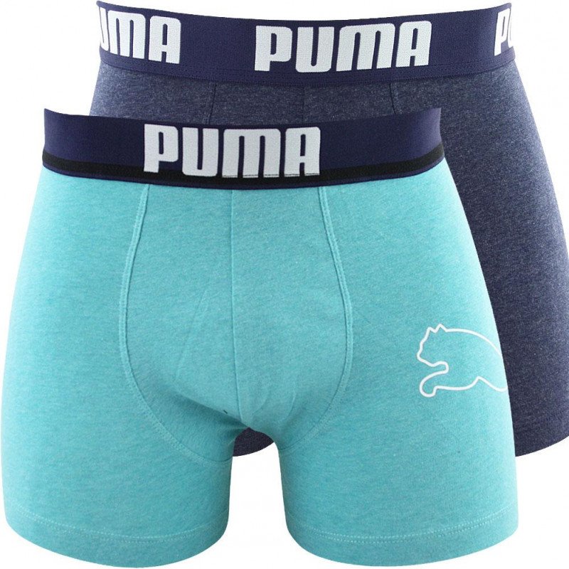 PUMA Lot de 2 Boxers Homme Coton BOLTCAT Marine Aqua