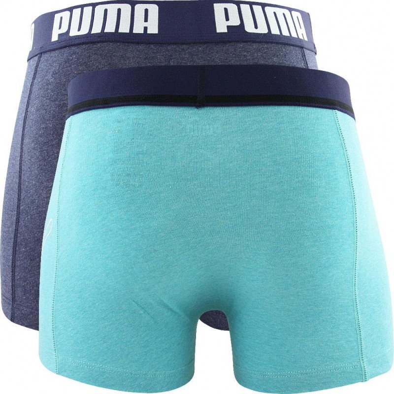 PUMA Lot de 2 Boxers Homme Coton BOLTCAT Marine Aqua