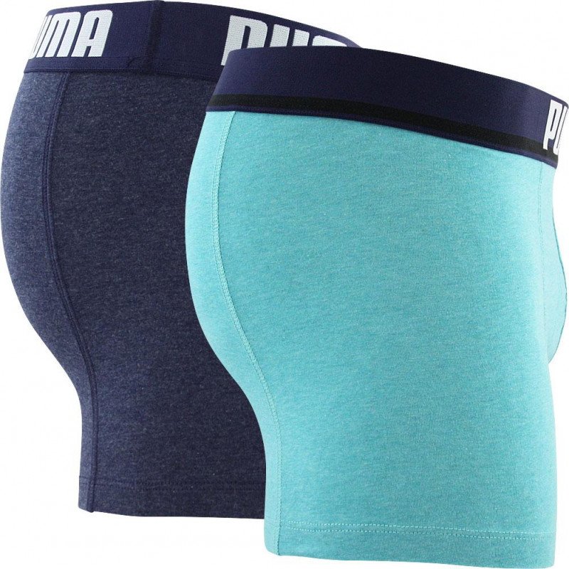 PUMA Lot de 2 Boxers Homme Coton BOLTCAT Marine Aqua