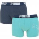 PUMA Lot de 2 Boxers Homme Coton BOLTCAT Marine Aqua