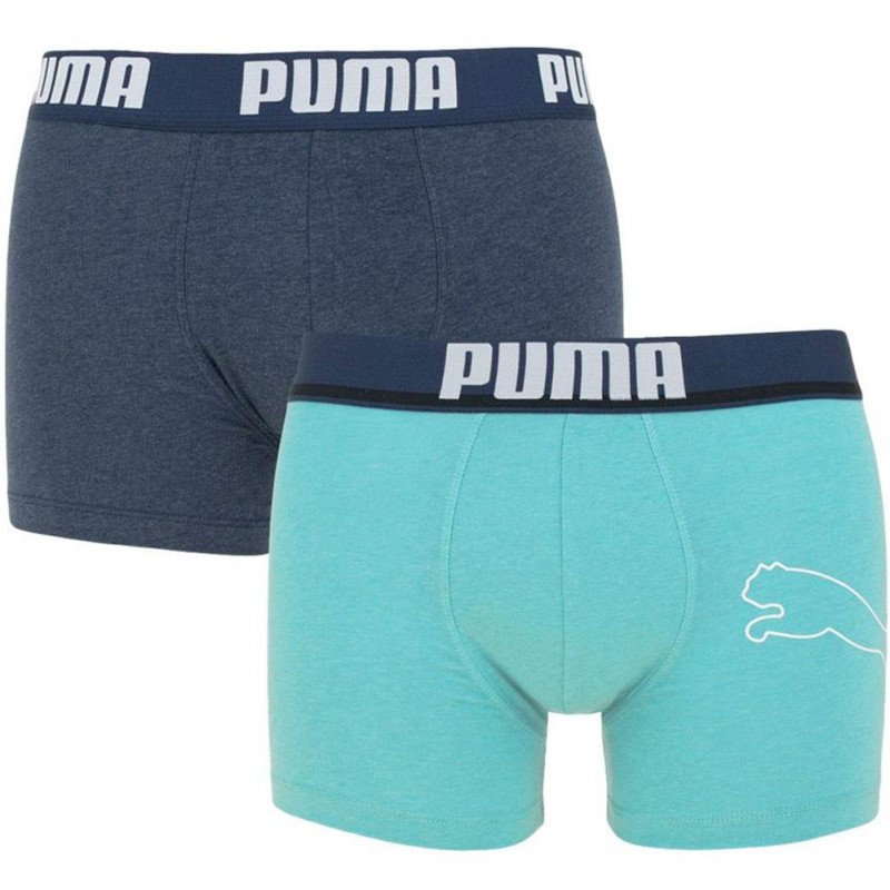 PUMA Lot de 2 Boxers Homme Coton BOLTCAT Marine Aqua