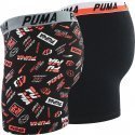 PUMA Lot de 2 Boxers Garçon Coton PRINT1948 Noir Rouge