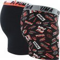 PUMA Lot de 2 Boxers Garçon Coton PRINT1948 Noir Rouge