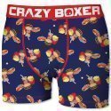 CRAZYBOXER Boxer Homme Microfibre FASTFOOD Marine Rouge