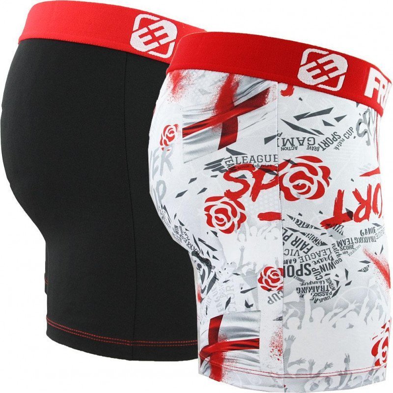 FREEGUN Lot de 2 Boxers Homme Microfibre ANG Blanc Rouge